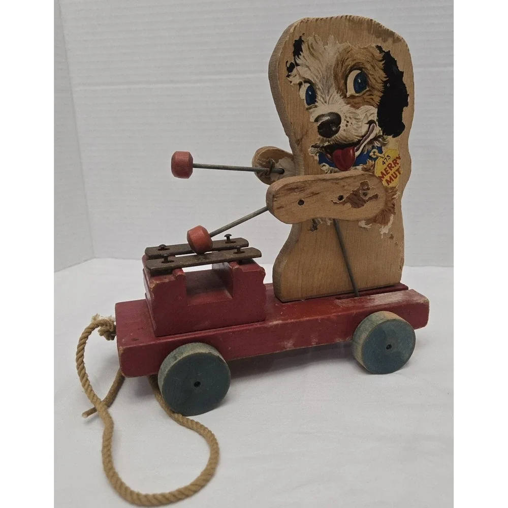 Vintage Fisher Price Merry Mutt #473 Working Musical Pull Toy‎ 1949-1954